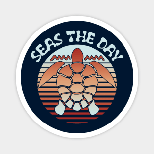 Seas The Day Turtle Silhouette Magnet